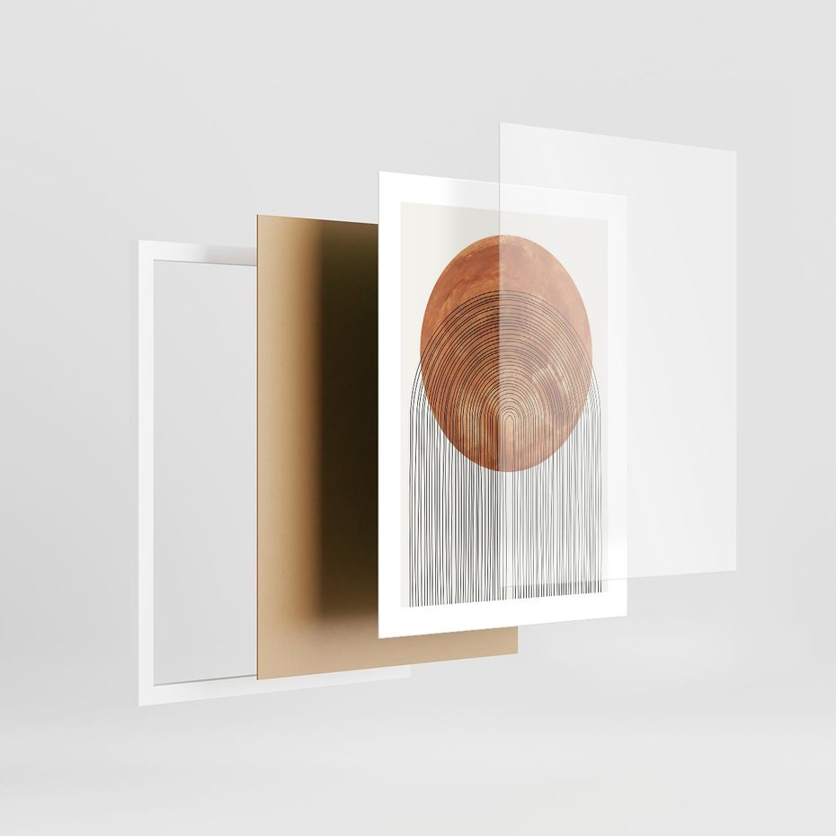 Plakat w ramie 30x40 - Złote Akcenty - nowoczesna sztuka, modern - rama biała