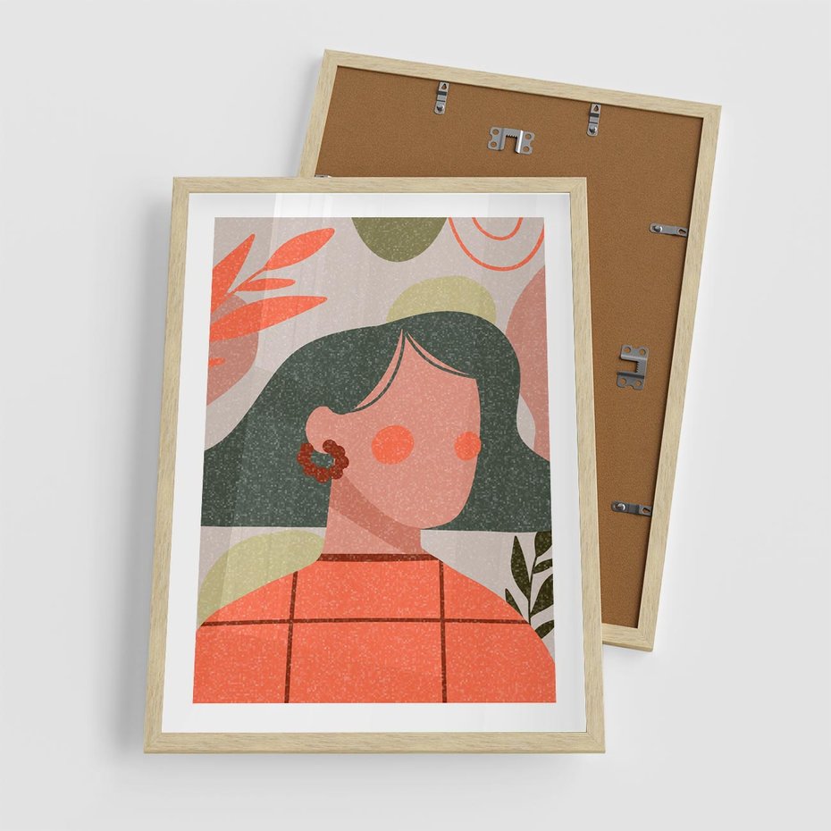 Plakat w ramie 50x70 - Kobiecy Portret Duszy - nowoczesny plakat, styl retro - rama drewno