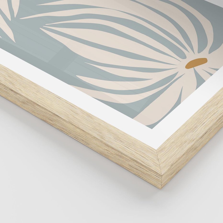 Plakat w ramie 40x50 - Kwiatowe Kształty - kwiaty, nowoczesne i minimalistyczne - rama drewno