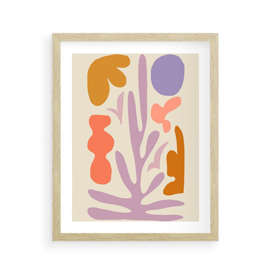 Plakat w ramie 40x50 - Przenikająca Harmonia - abstrakcyjny obraz, pastelowe kolory - rama drewno