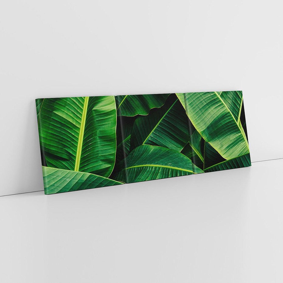 Obraz na płótnie 150x50 - Zaklęta roślinna ekspresja - liście bananowca, gęsto ułożone