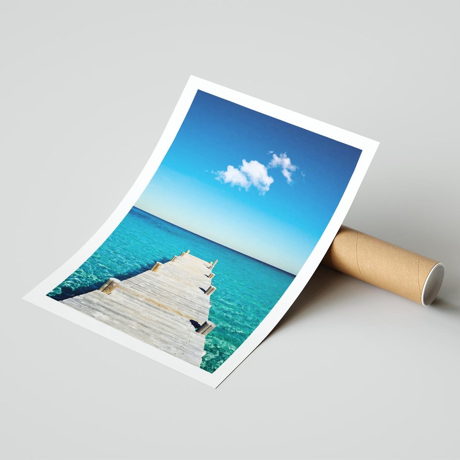 Plakat bez ramy 21x30 - Letnie Morskie Uczucie - morze, pomost