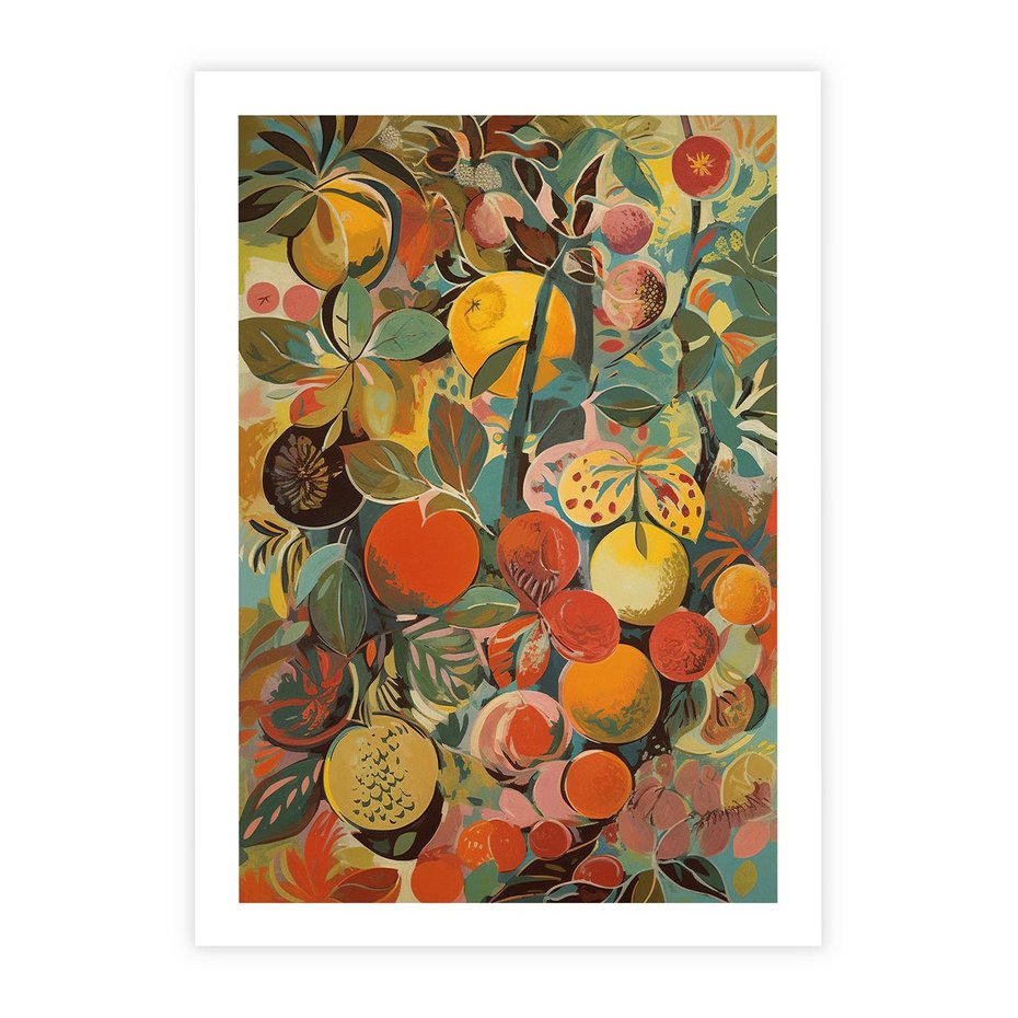 Plakat bez ramy 50x70 - Księga Surrealnych Wyobrażeń - abstrakcyjny obraz owoców, jak picasso