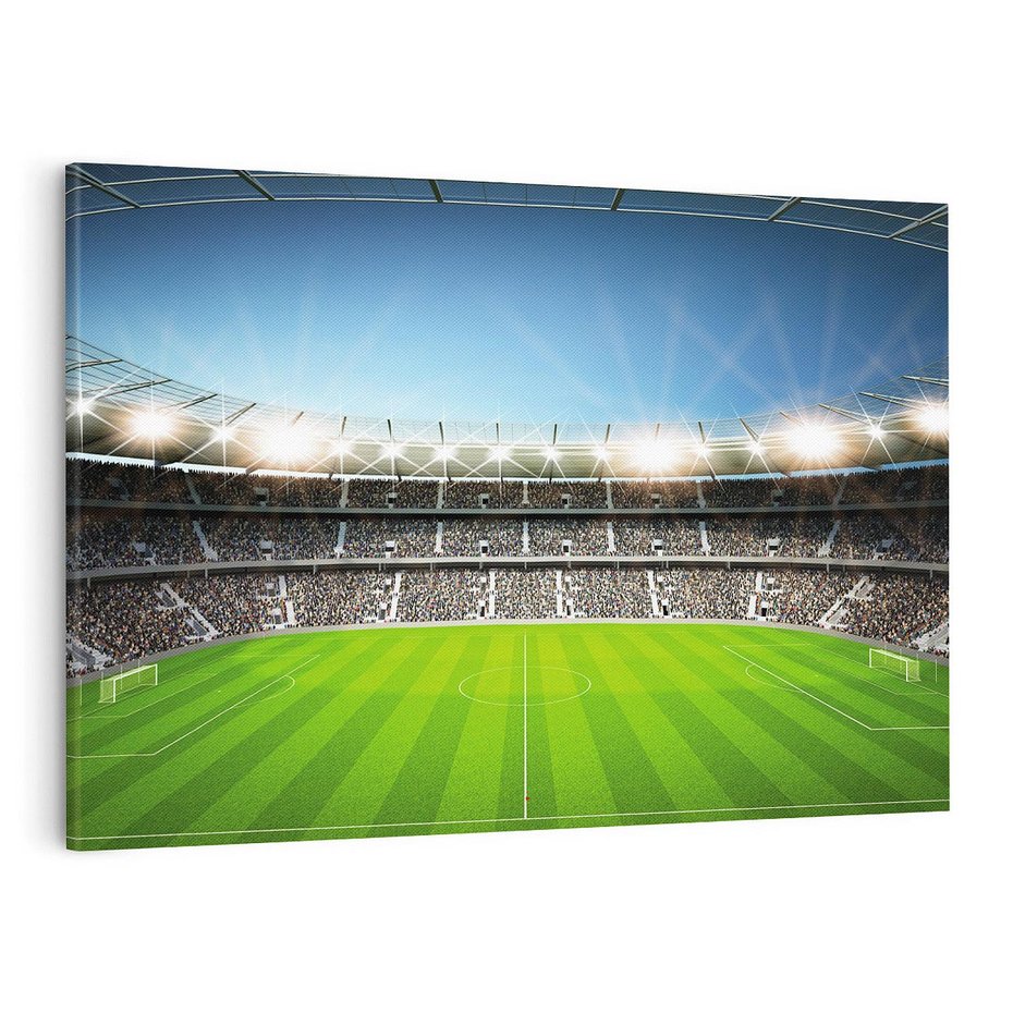 Obraz na płótnie 100x70 - Magia Piłkarskiego Stadionu: Sport i Emocje - stadion, piłka