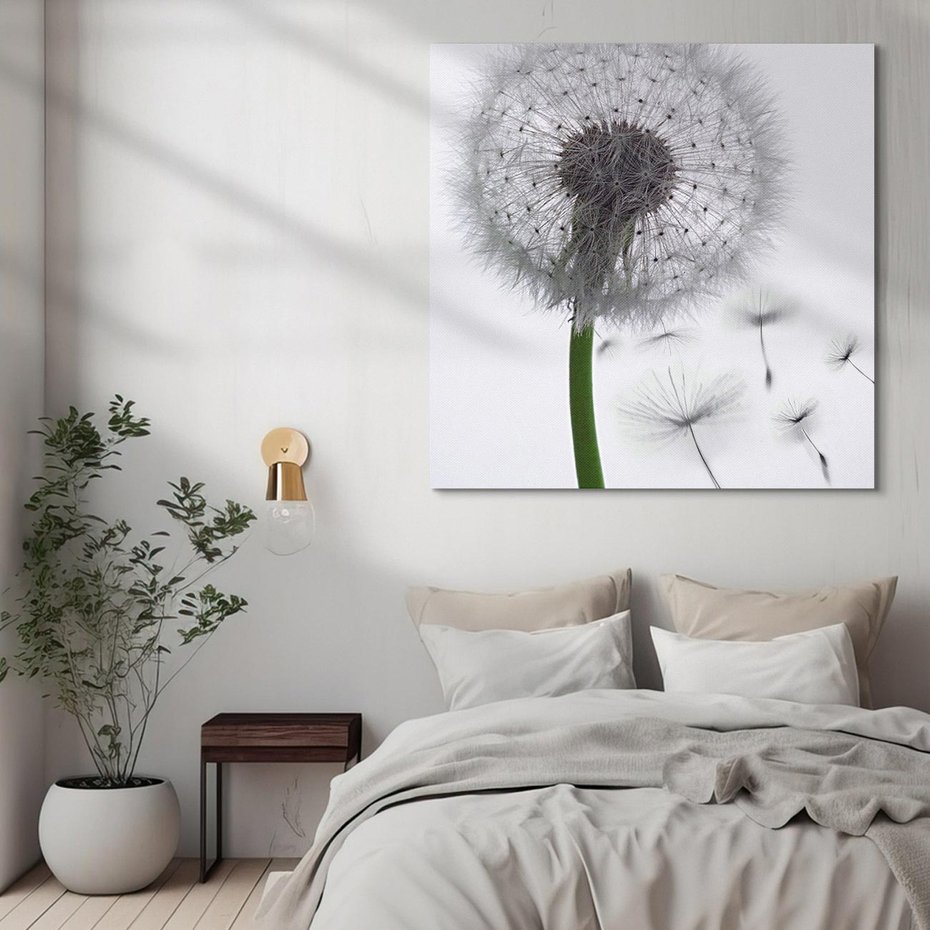 Obraz na płótnie 60x60 - Lekkość Przemijania - dmuchawiec, makro