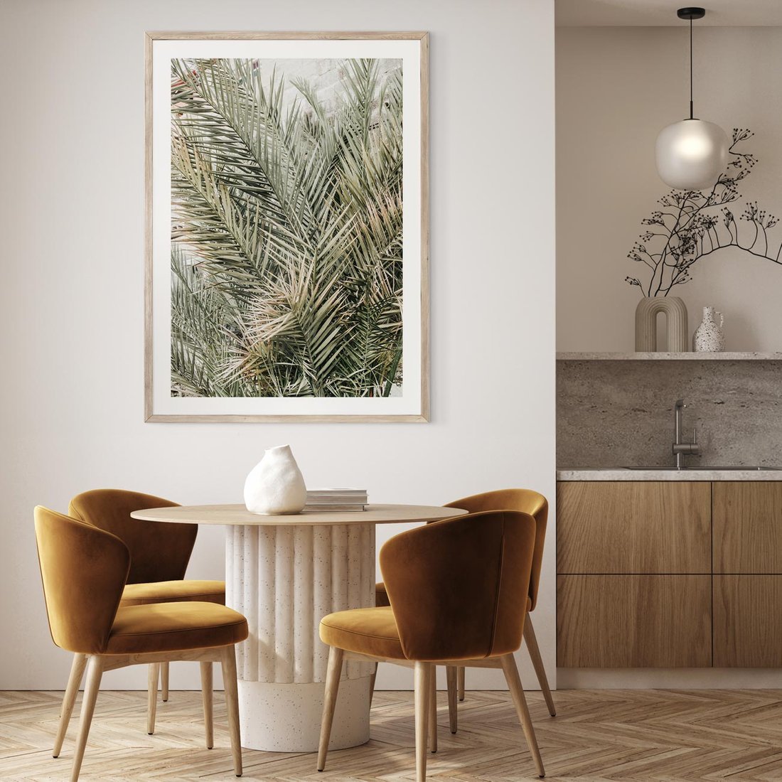 Plakat w ramie 50x70 - Egzotyczny Świat Palm - palmy, liście palmy - rama drewno