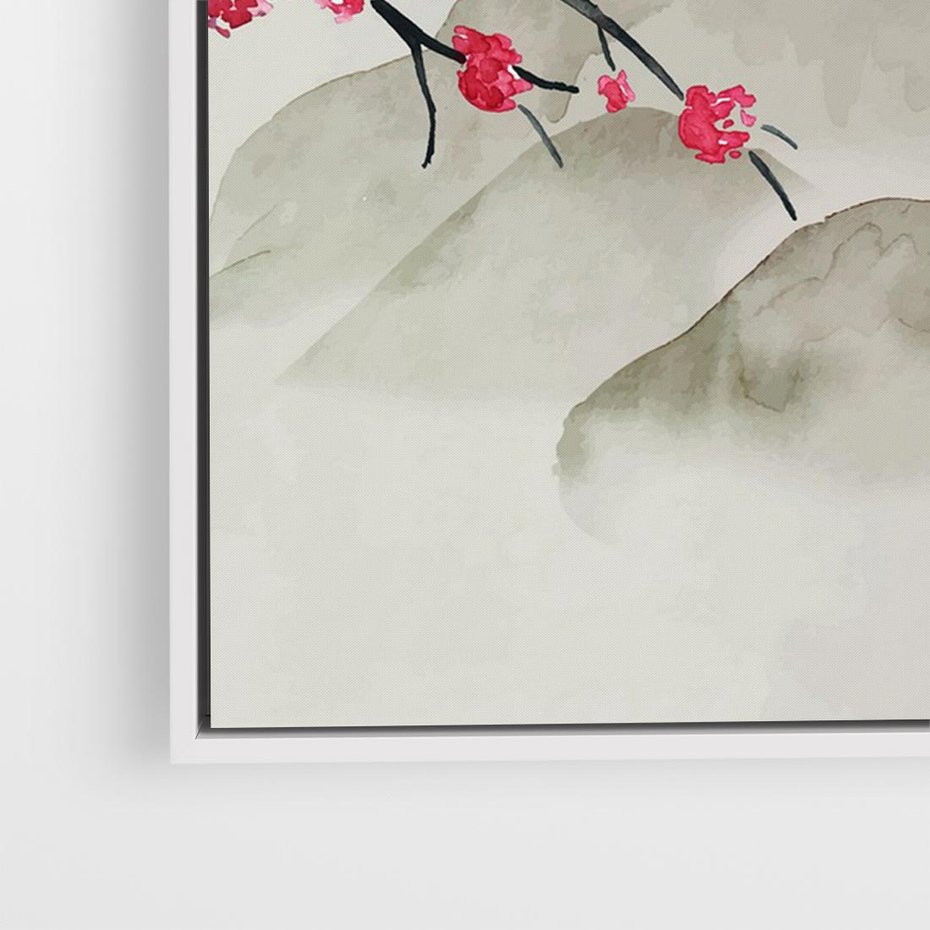 Obraz w ramie 70x50 - Harmonia Japandi - styl japandi, japonia - rama biała