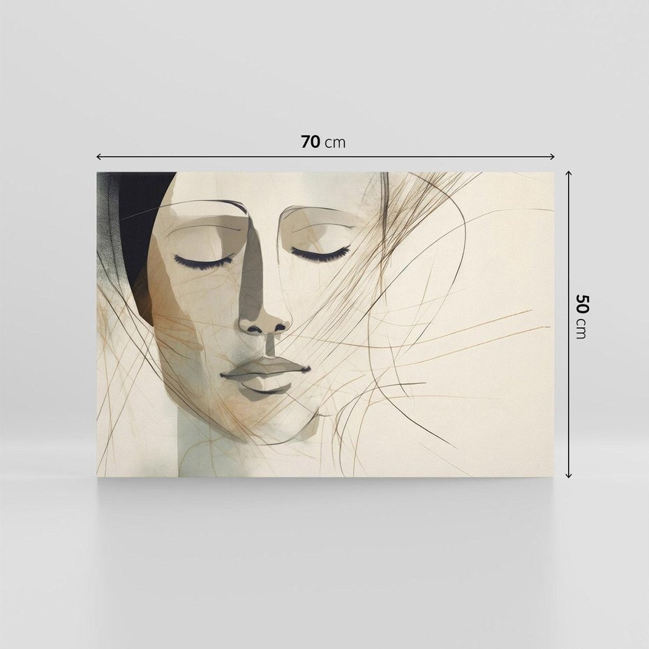 Obraz na płótnie 70x50 - Tylko Zamknij Oczy - twarz kobiety, zamknięte oczy