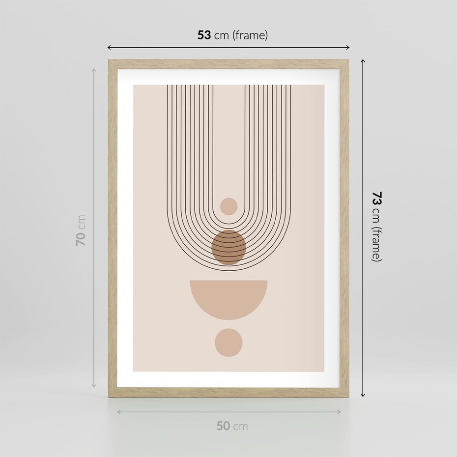 Plakat w ramie 50x70 - Strukturalne Kształty Postępu - boho plakat, minimalizm - rama drewno