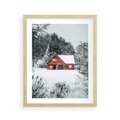 Plakat w ramie 40x50 - Domek w Górach Pokryty Śniegiem - domek w górach, śnieg - rama drewno