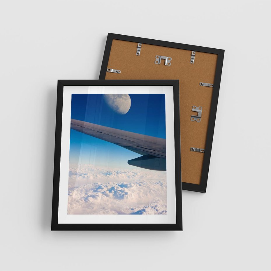 Plakat w ramie 40x50 - Samolot ku Księżycowi - samolot, ksieżyc - rama czarna