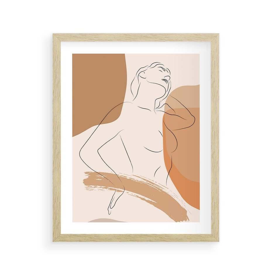Plakat w ramie 40x50 - Sztuka Prostoty - kobieta, szkic - rama drewno
