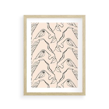 Plakat w ramie 50x70 - Grafika z Twarzami Greckiej Rzeźby - grafika, plakat - rama drewno