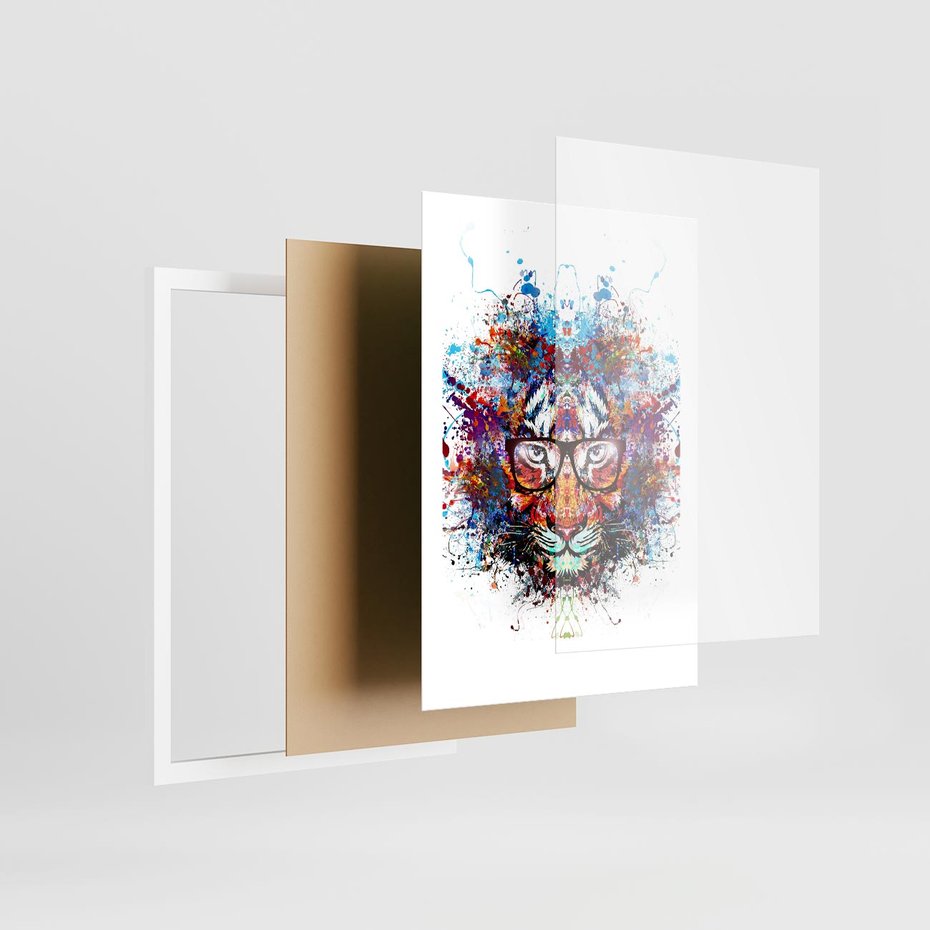 Plakat w ramie 50x70 - Tygrys w graficznej oprawie - tygrys, grafika - rama biała