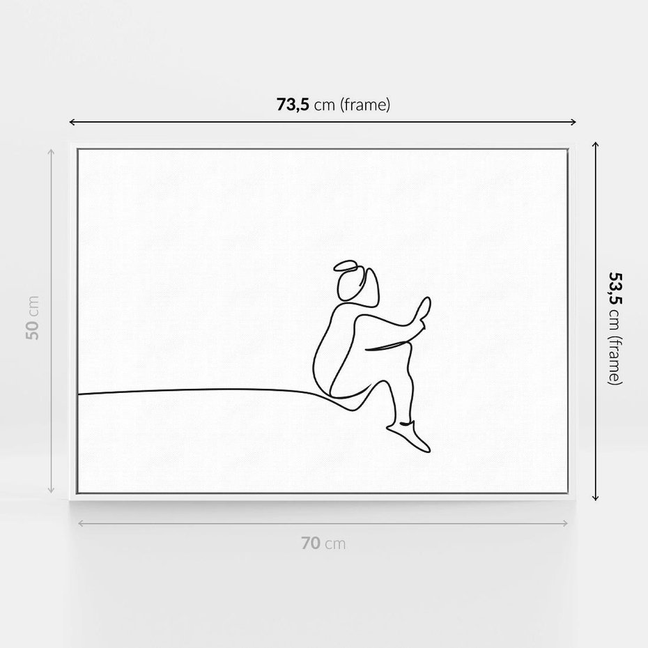 Obraz w ramie 70x50 - Linie Wewnętrznej Refleksji - line art, szkic - rama biała