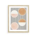 Plakat w ramie 30x40 - Przenikające Kształty - abstrkacyjna nowoczesna sztuka, koła okręgi - rama drewno