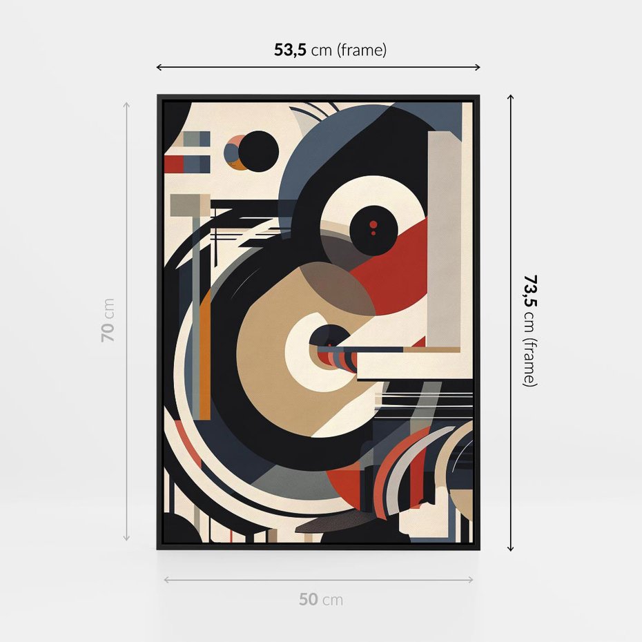 Obraz w ramie 50x70 - Wibracje Marzeń - abstrakcyjny obraz, geometryczne koła - rama czarna