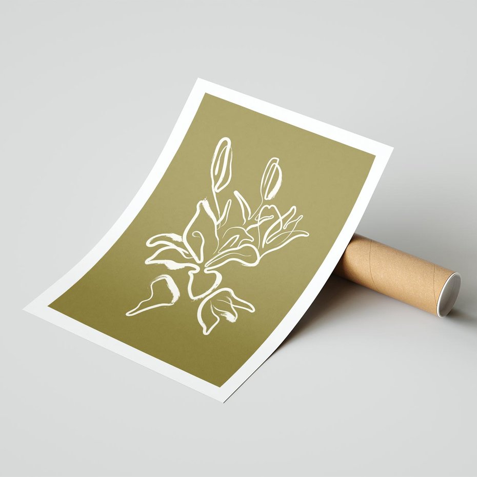 Plakat bez ramy 50x70 - Przenikające Barwy - abstrakcyjna roślina, kwiaty