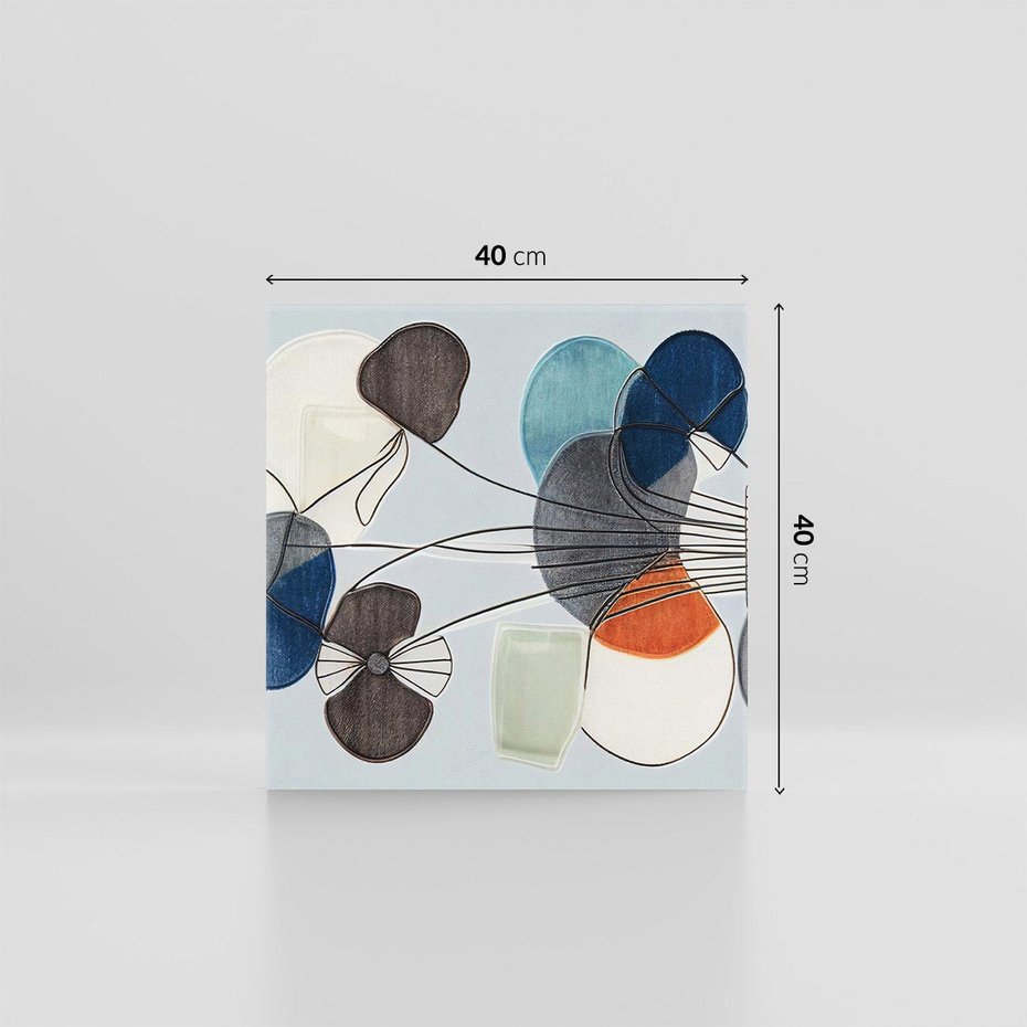 Obraz na płótnie 40x40 - Plamy w Niebieskim - sztuka abstrakcyjna, linie