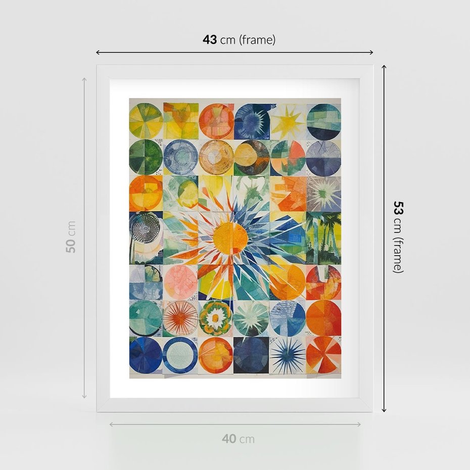 Plakat w ramie 40x50 - Rozkwitające Wzory Abstrakcji - abstrakcyjny obraz, mnogość kolorów - rama biała