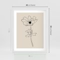 Plakat w ramie 40x50 - Przenikający Dialog - szkic kwiatu, mnimalistyczny szkic - rama biała