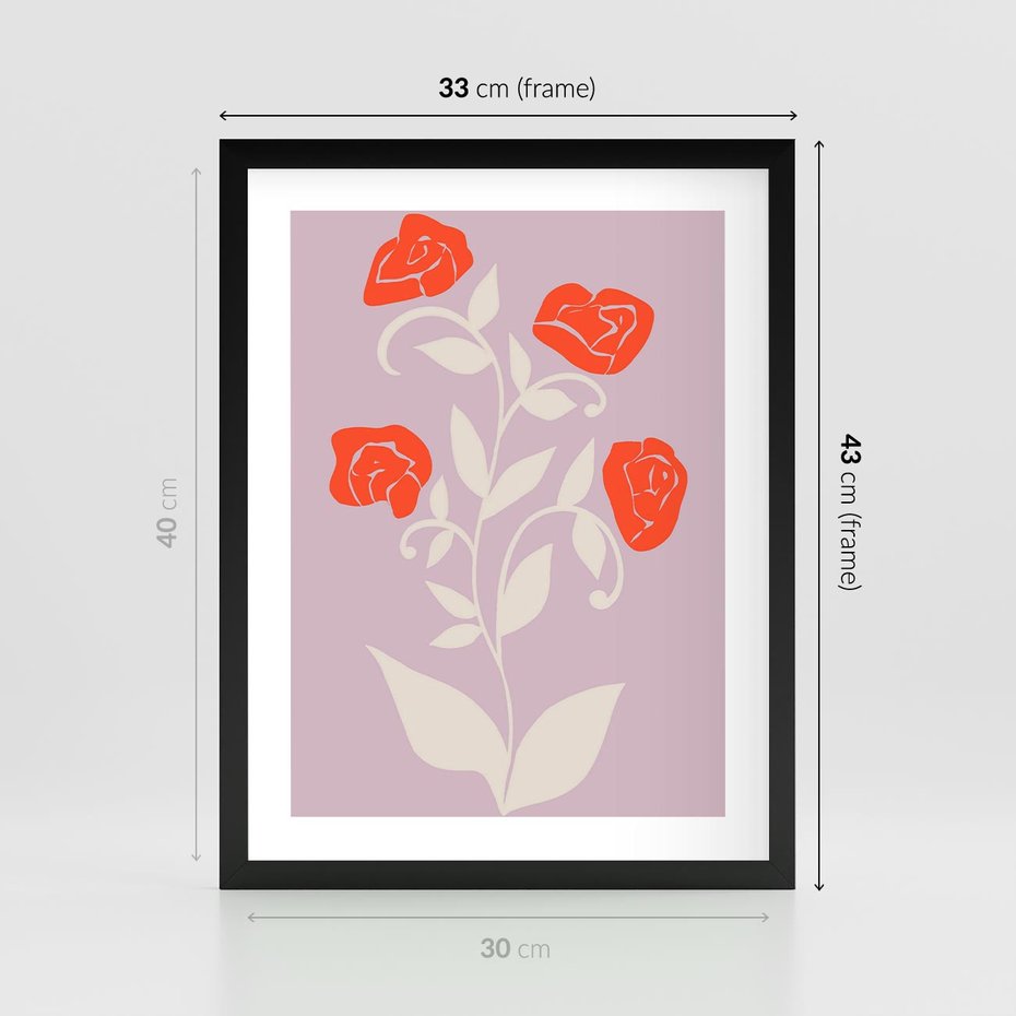 Plakat w ramie 30x40 - Migotliwe Widzenie Kwiatów - nowoczesny plakat, roślinne motywy - rama czarna