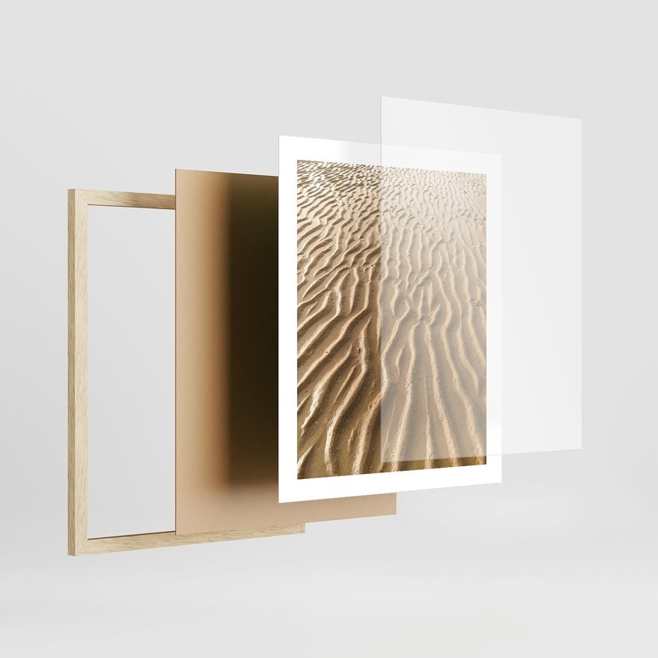 Plakat w ramie 40x50 - Piasek i Nieskończoność - pustynia, piasek - rama drewno
