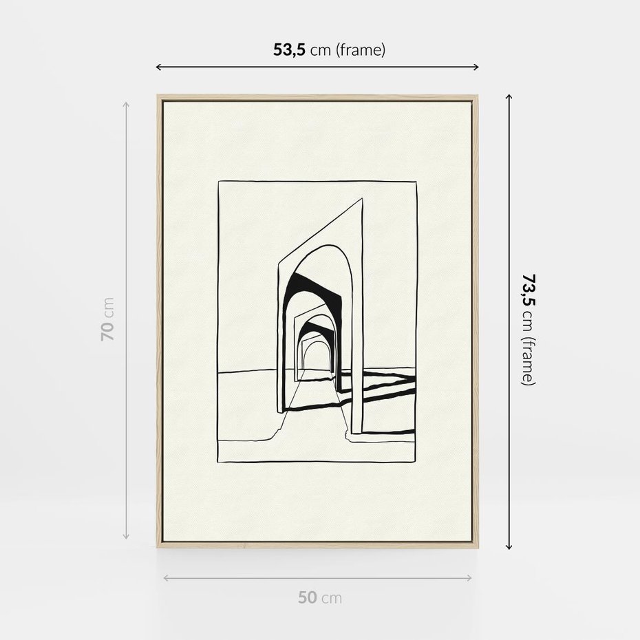 Obraz w ramie 50x70 - Poezja światła i cienia - nowoczesna sztuka, minimalistyczny styl - rama drewno