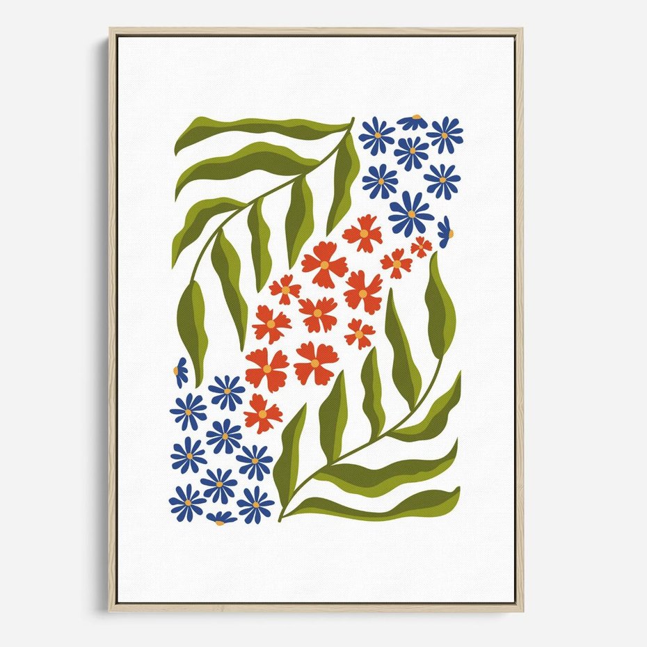 Obraz w ramie 50x70 - Splątane Granice - kwiaty, sztuka nowoczesna - rama drewno