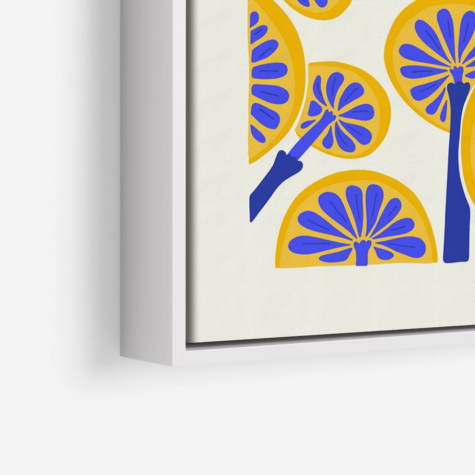 Obraz w ramie 70x100 - Malowane w słońcu - abstrakcyjna kompozycja, grzyby - rama biała