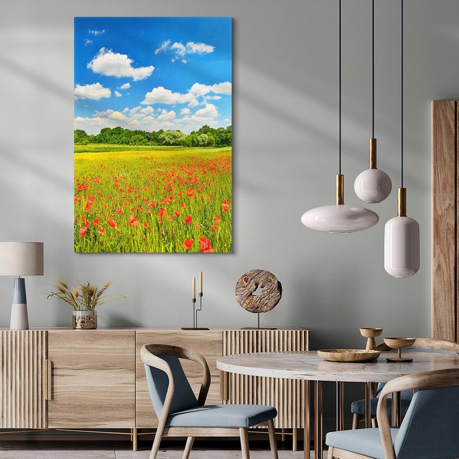 Obraz na płótnie 50x70 - Malownicze maki na łące - maki, łąka