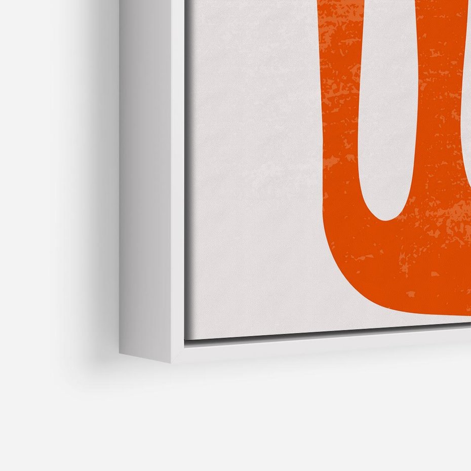 Obraz w ramie 80x80 - Eksploracja Nowego Światła - abstrakcyjna pomarańczowa forma, minimalizm - rama biała