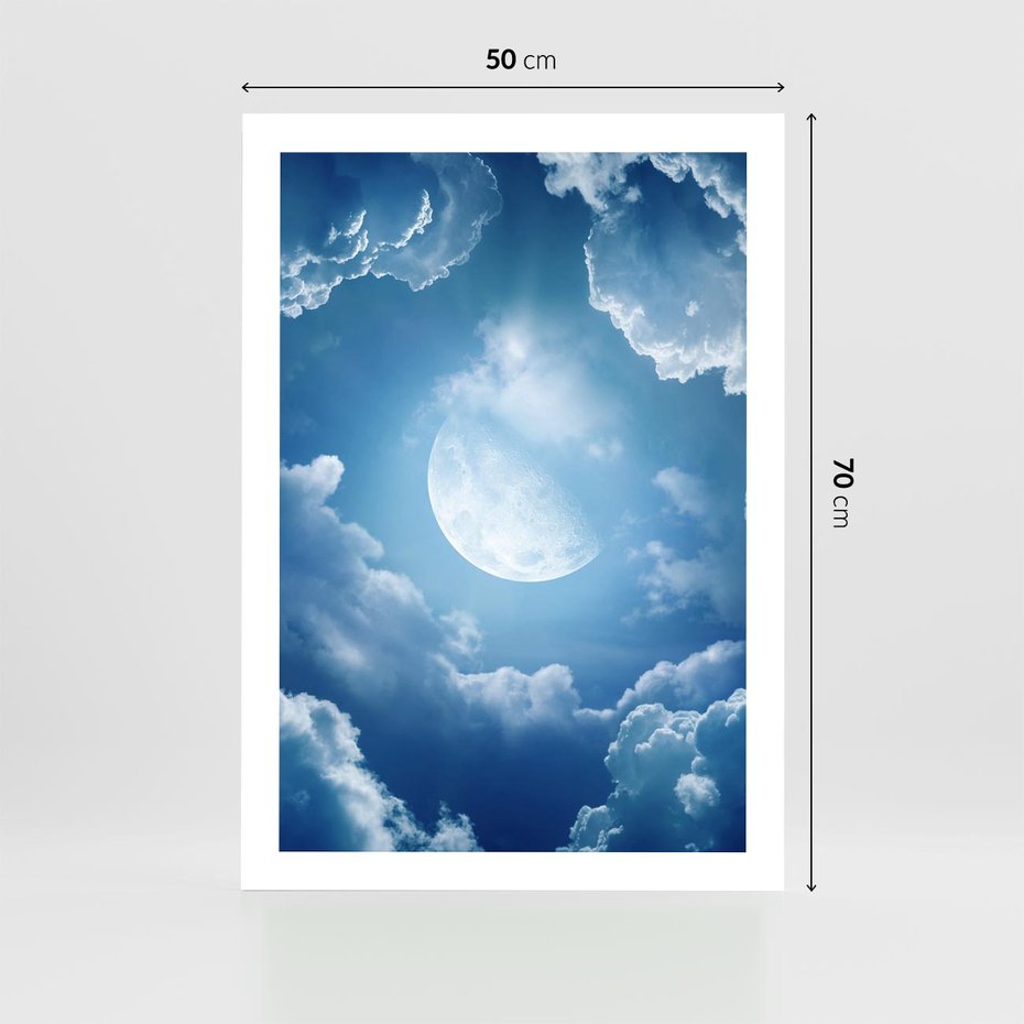 Plakat bez ramy 50x70 - Księżycowe Chmury - księżyc, chmury
