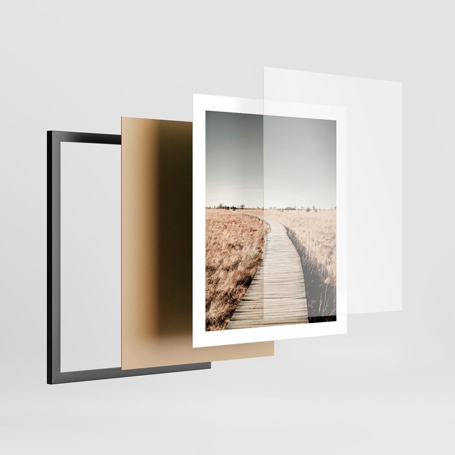 Plakat w ramie 40x50 - Spacer Ścieżką w Suchych Trawach - ścieżka wśród suchych traw - rama czarna