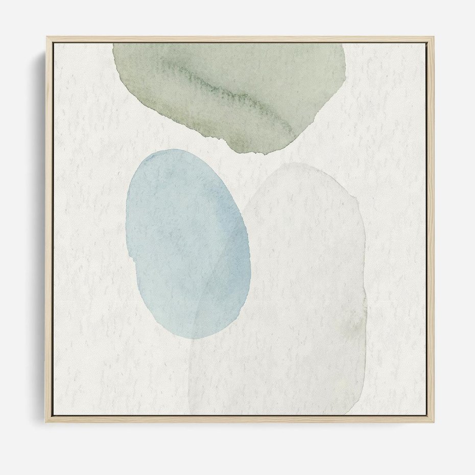 Obraz w ramie 50x50 - Akwarelowa Symfonia Natury - abstrakcyjne delikatne plamy, akwarelowe - rama drewno