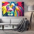 Obraz na płótnie 120x80 - Tęczowy Lew - akwarela, tęczowy lew