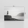 Obraz na płótnie 70x50 - Melancholia Północy - czarnobiała fotografia, nadmorska latarnia na klifie