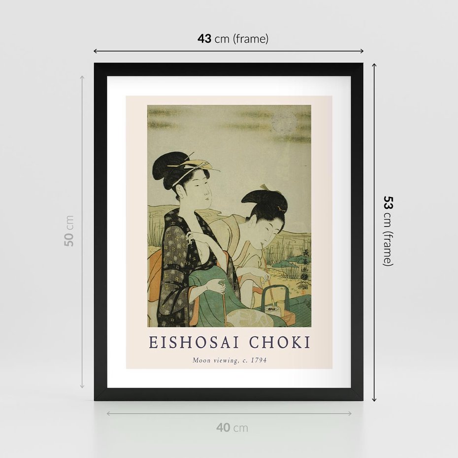 Plakat w ramie 40x50 - Rycina Eishosai Choki - staraa chińska rycina, eishosai choki - rama czarna