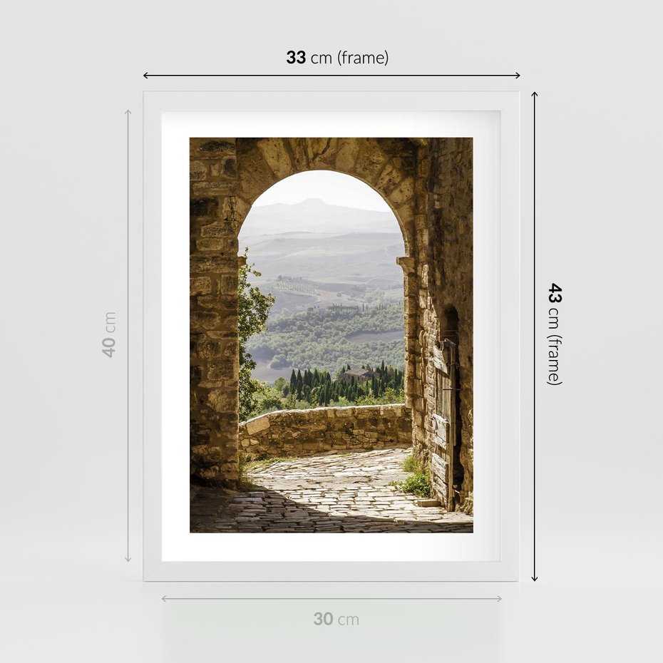 Plakat w ramie 30x40 - Słoneczne Piękno Włoch i Prowansji - Włochy, Prowansja - rama biała