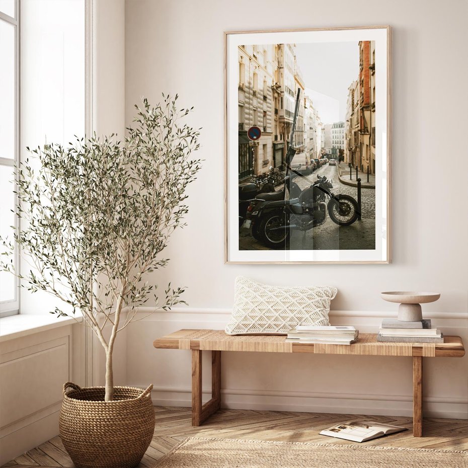 Plakat w ramie 40x50 - Ducha Przygody - motor, uliczka - rama drewno