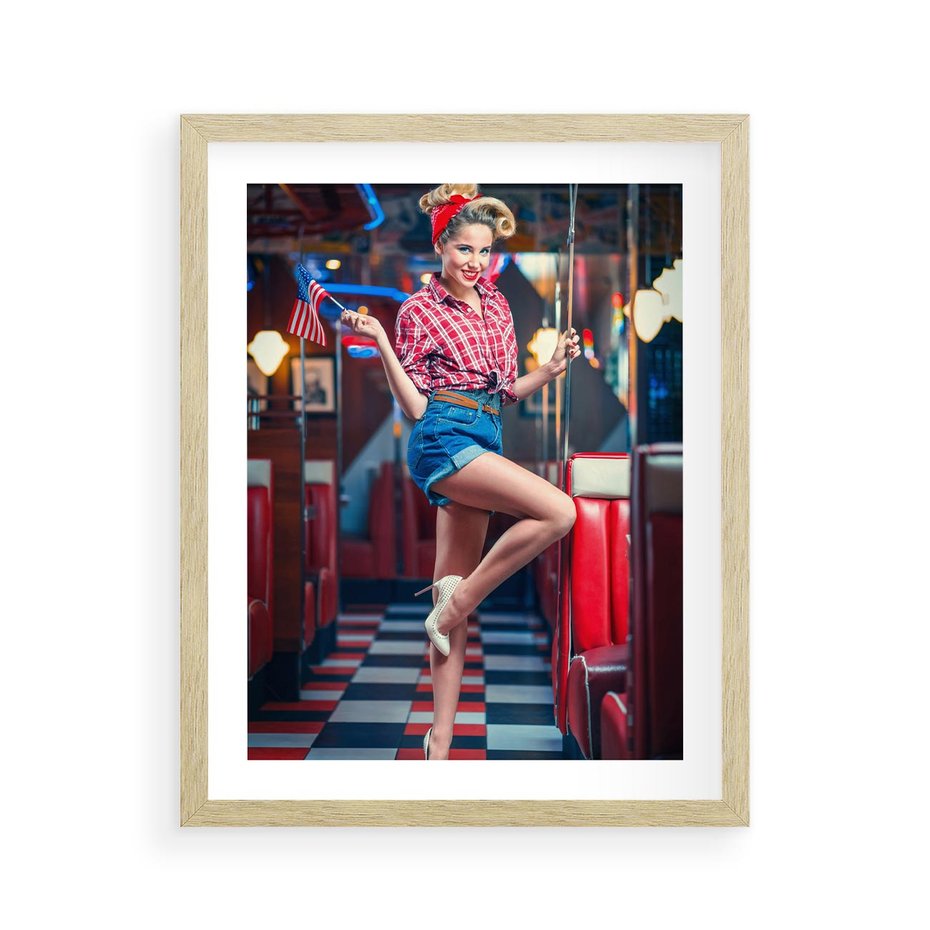 Plakat w ramie 40x50 - Czas Wstecz - retro, restauracja - rama drewno