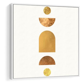 Obraz w ramie 80x80 - Abstrakcyjne Wzory - geometryczne złote kształty, tekstura - rama biała