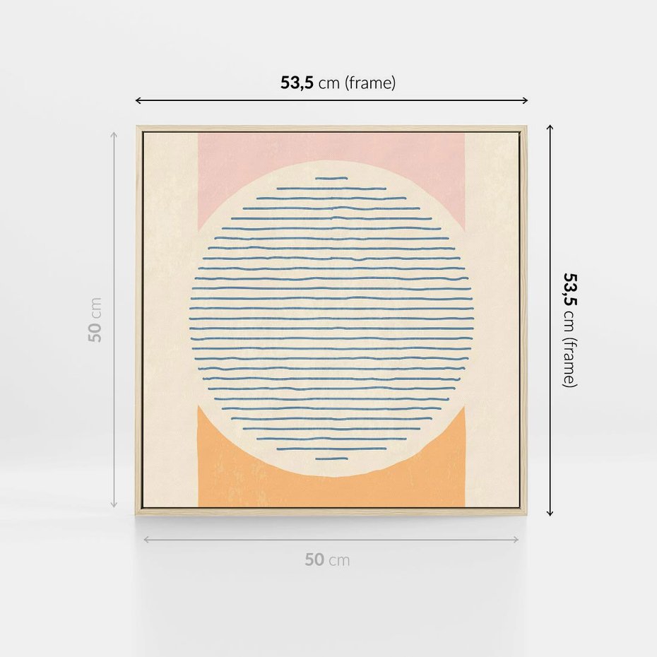 Obraz w ramie 50x50 - Rozbijająca Opowieść - geometryczne kształty, koła - rama drewno