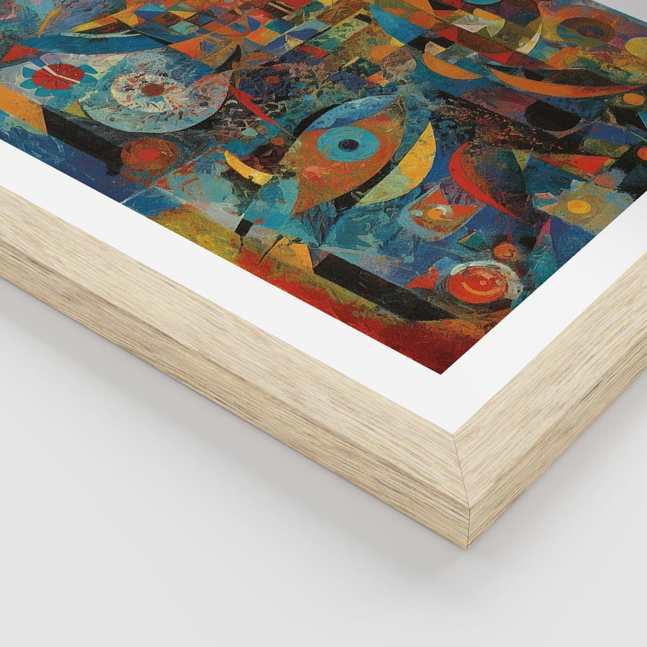 Plakat w ramie 40x50 - Migotliwe Przesunięcia Konturów - abstrakcyjny obraz, sztuka abstrakcji - rama drewno