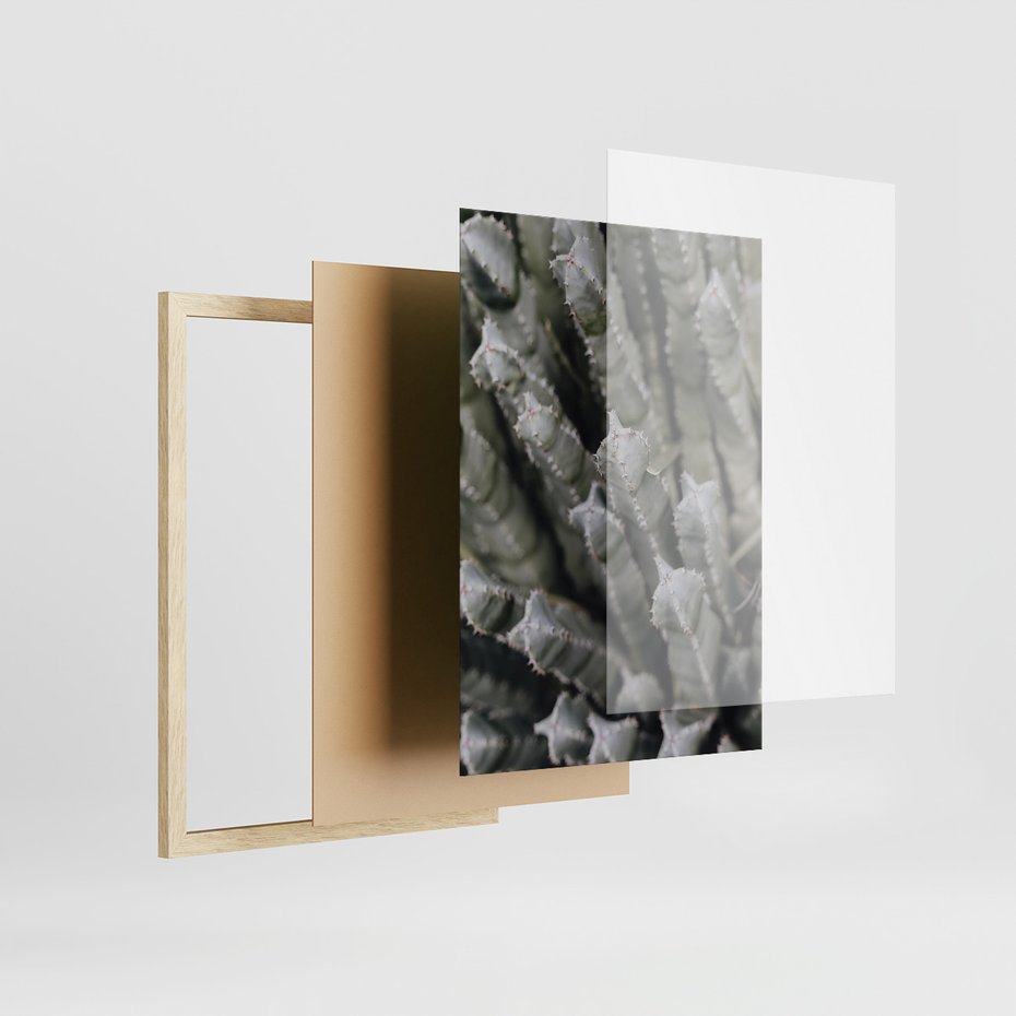 Zestaw obrazy w ramie 40x50 galeria - Kaktusy, pustynia, boho - rama drewno