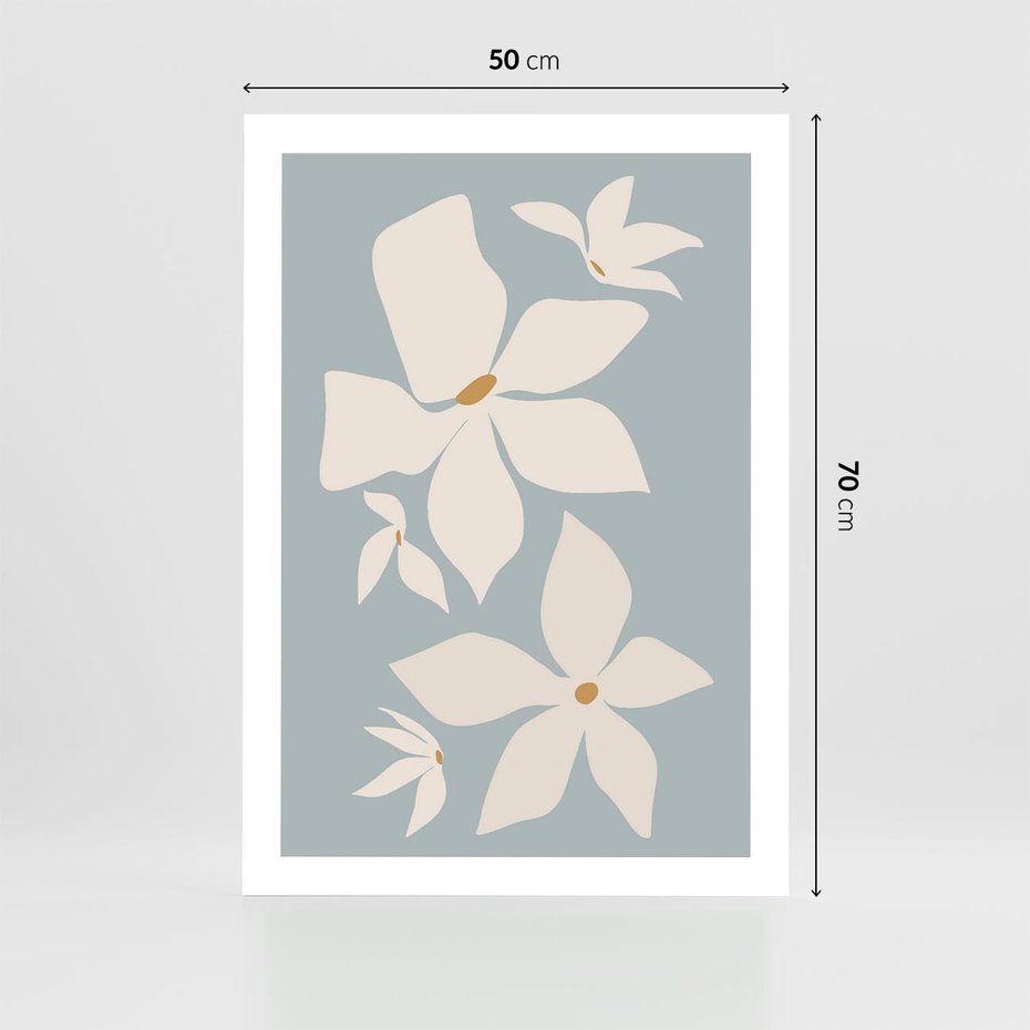 Plakat bez ramy 50x70 - Błękit Kwiatów - kwiaty, nowoczesne i minimalistyczne