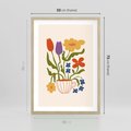 Plakat w ramie 50x70 - Kolorowe Granice - kwiaty w filizance, abstrakcja - rama drewno