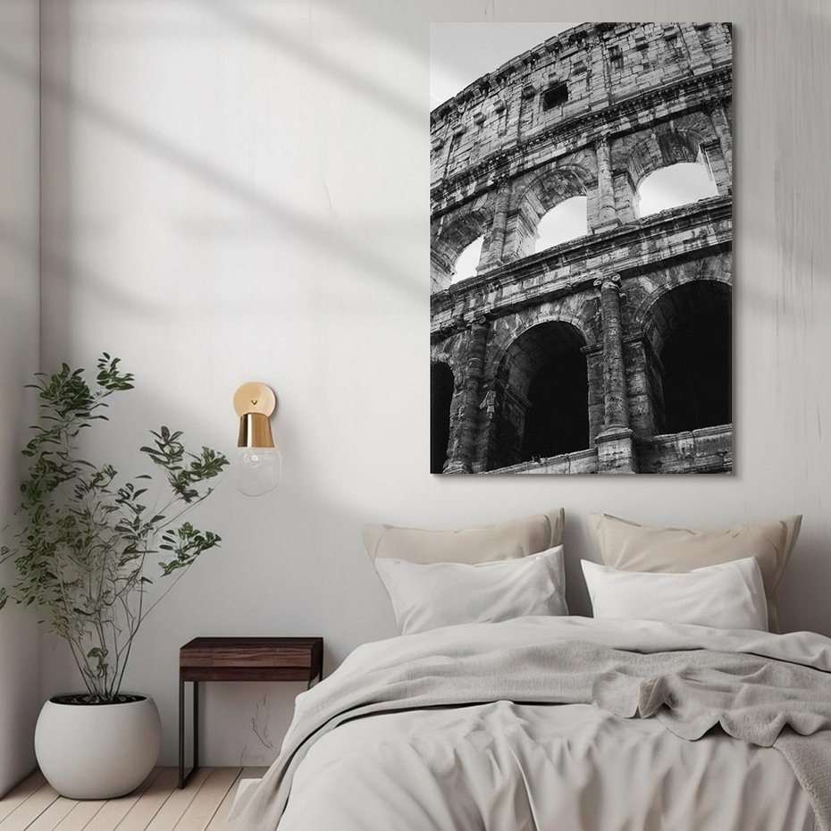 Obraz na płótnie 70x100 - Koloseum w Czarnej Bieli - antyczna architektura, koloseum