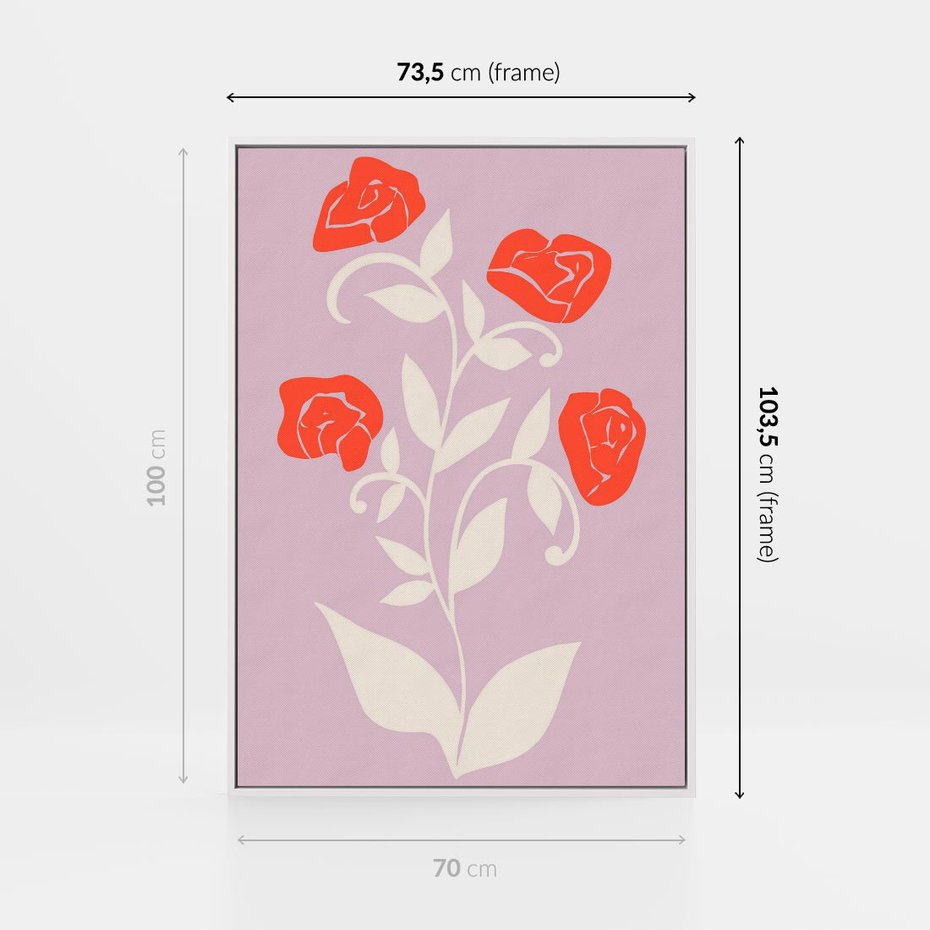 Obraz w ramie 70x100 - Migotliwe Widzenie Kwiatów - nowoczesny plakat, roślinne motywy - rama biała