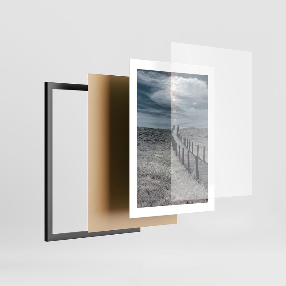 Plakat w ramie 30x40 - Burzowy pomost na plaży - plaża, pomost - rama czarna